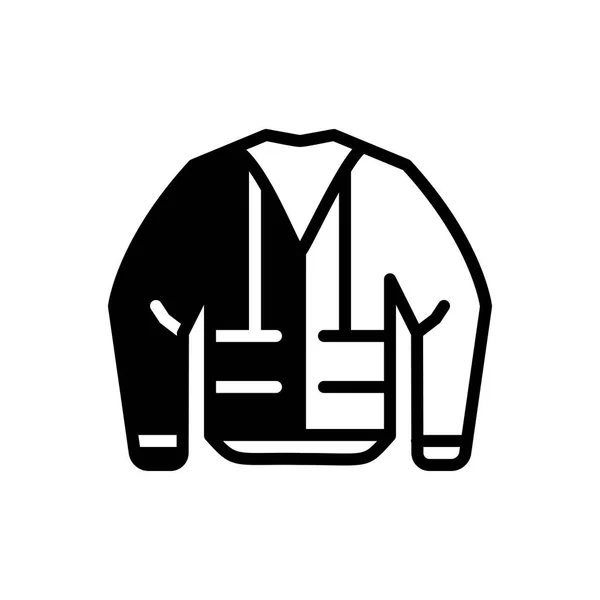 Твердая Черная Икона Строительной Куртки — стоковый вектор