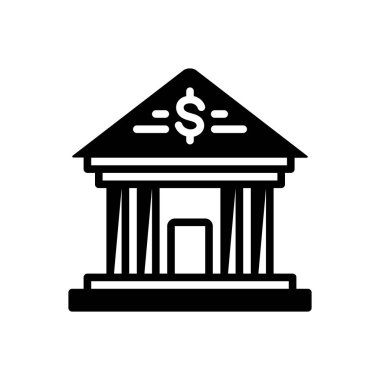 Banka Binası için katı siyah simgesi