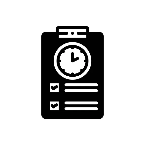 Solid Black Icon Timesheet Countdown — Stock Vector