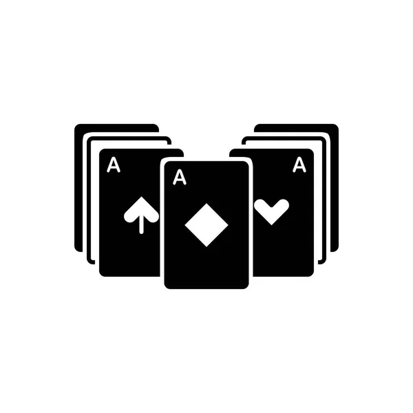 Effen Zwart Pictogram Voor Blackjack Speelkaarten — Stockvector