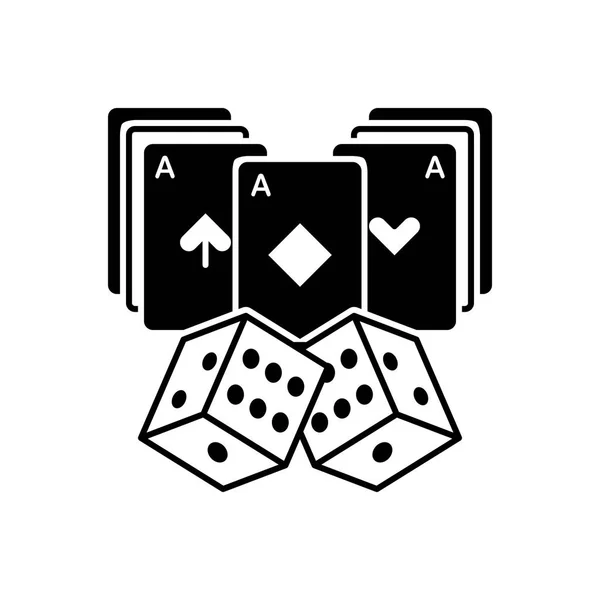 Pevná Černá Ikona Pro Zábavu Kasino Karty — Stockový vektor