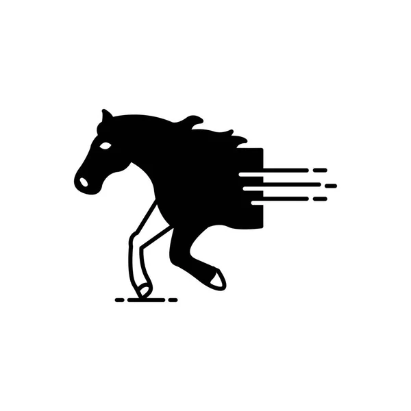 Solid Svart Ikon För Hästkapplöpningar — Stock vektor