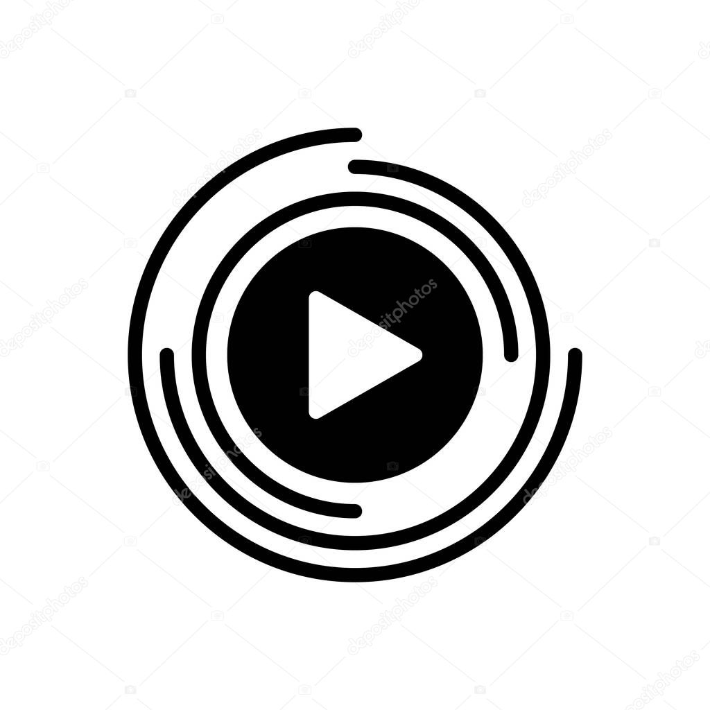 Solid black Icon for start on button