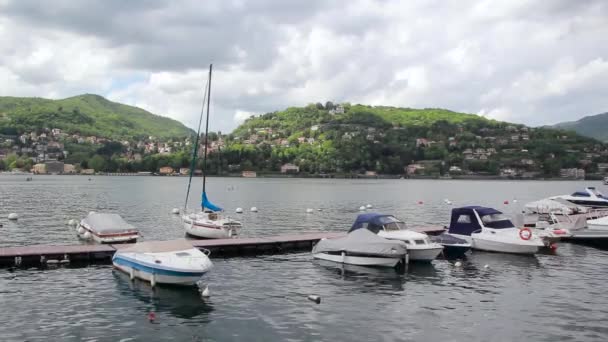 Boote auf dem comer see, italien — Stockvideo