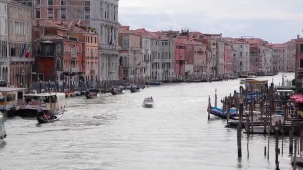 Nézd, a Rialto-hídtól, a kilátás nyílik a Grand Canal, Velence, Olaszország — Stock videók