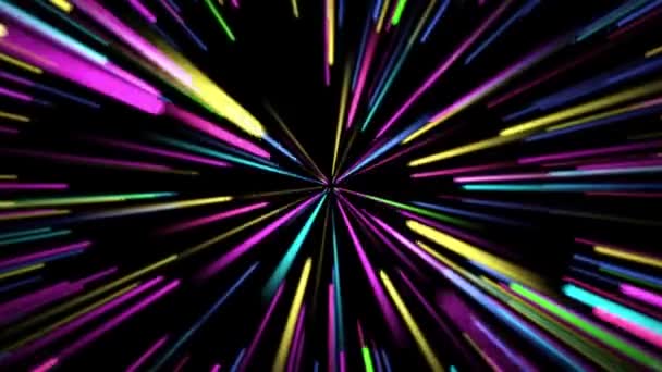 Fundo abstrato incrível. Luzes de néon. Hyperspace Jump In Universe (em inglês). CGI — Vídeo de Stock