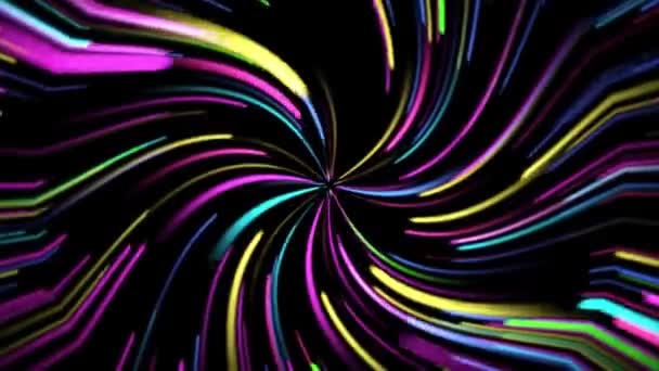 Erstaunliche abstrakte bunte Spirale Hintergrund. Neonröhren. cgi. Bewegungsspin hypnotischer Schleife — Stockvideo