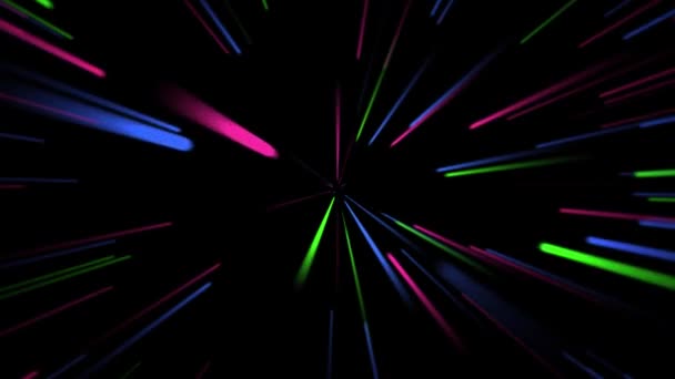 Abstracte achtergrond. Neon lichten. Hyperspace Jump in het heelal. Cgi — Stockvideo