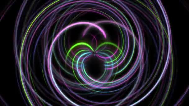 Menakjubkan indah Abstrak berwarna-warni Latar belakang Spiral. Lampu neon. CGI. Pengulangan Hipnotik Gerak — Stok Video