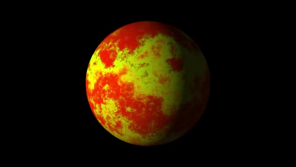 Planète ou étoile jaune rouge colorée abstraite. alpha mat — Video