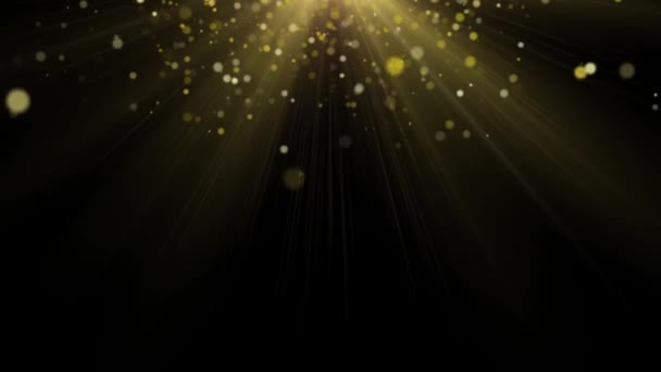 Fondo abstracto brillo para la celebración con luz y brillo en la parte superior. Polvo dorado — Vídeos de Stock