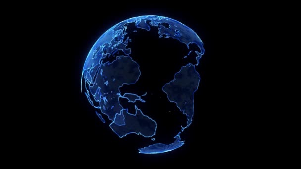 Digital Blue Planet Of Earth. 3D Animation With Digital Earth And Particles — Stock Video