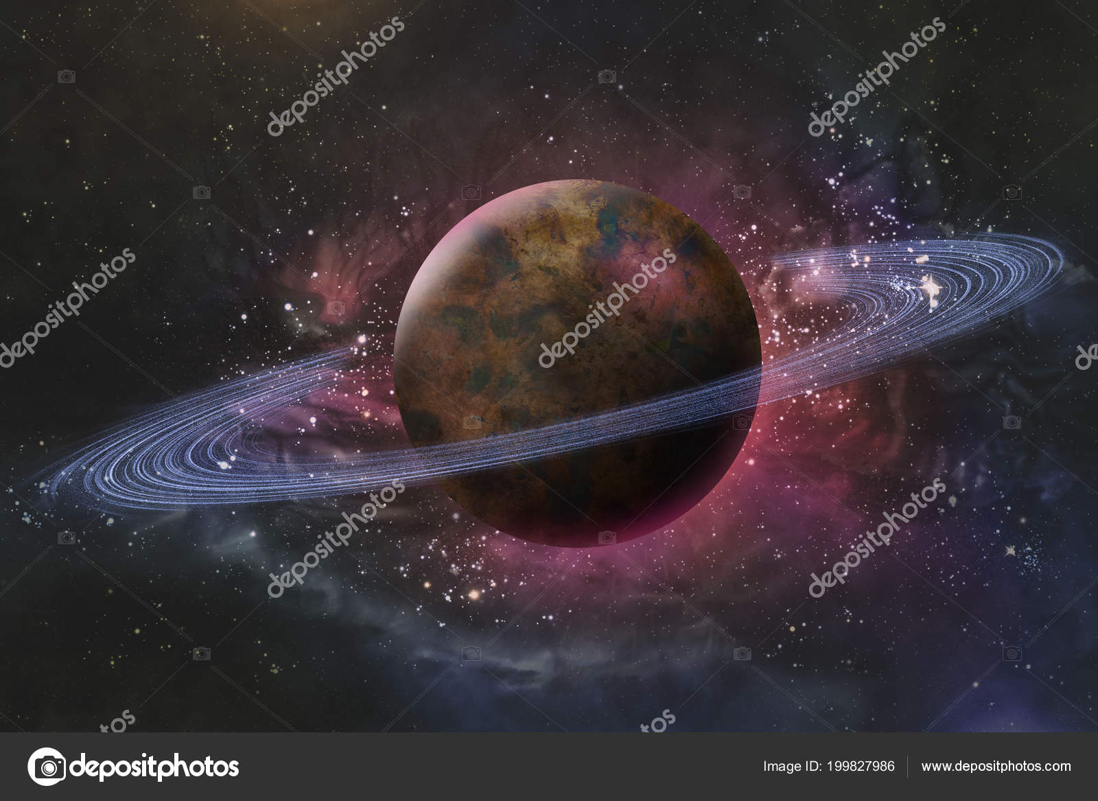 Saturn Planet Solar System Stars Illustration Background
