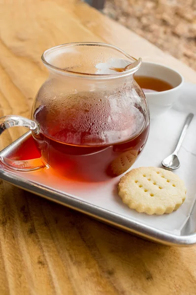 Britské Chai Čaj Džbán Sušenka Cookie — Stock fotografie