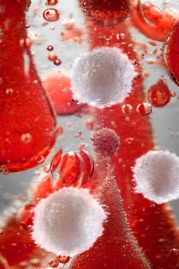 Healthy human red and white bloodcells in macro science image clipart