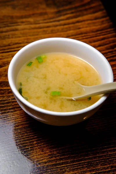 Bol Soupe Japonais Miso Avec Authentique Cuillère Canard — Photo