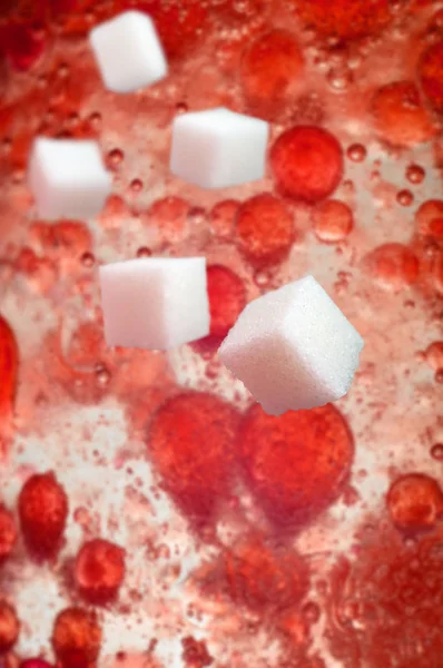 Bloedsuiker Concept Bloedcellen Zwevende Suiker Kubussen Met Betrekking Tot Diabetes — Stockfoto
