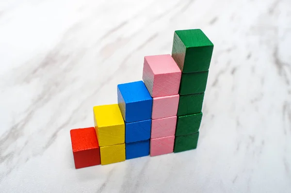 Bar Graph Made Wooden Toy Blocks Symbol Business Success — Stock Photo, Image