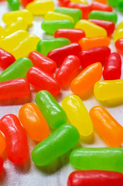 Buah Permennya Berwarna Warni Permen Jelly Bean Gummies — Stok Foto