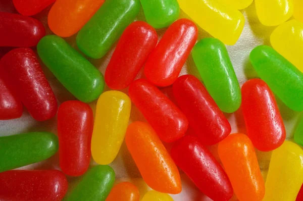Buah Permennya Berwarna Warni Permen Jelly Bean Gummies — Stok Foto