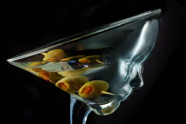 Vidro Martini Tem Rosto Como Licor Toma Lugar Cérebro Viciados — Fotografia de Stock