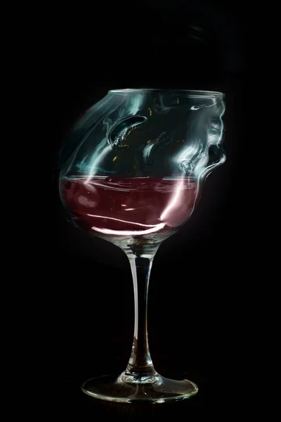 Wine Glass Has Face Though Wine Takes Place Addicts Brain — Stock Photo, Image