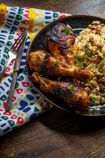 Barbecue Chicken Jollof Rice — Stock Photo, Image