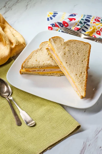 奶酪土耳其马里昂奈斯三明治 — 图库照片