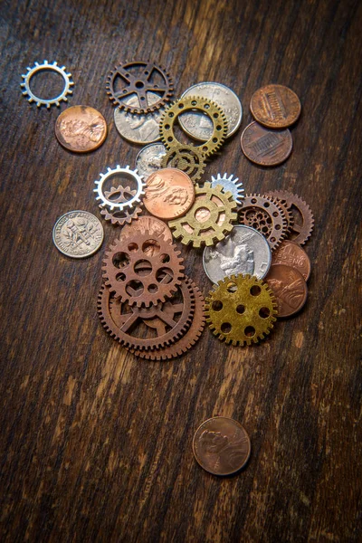 Engranajes Cogs Monedas — Foto de Stock