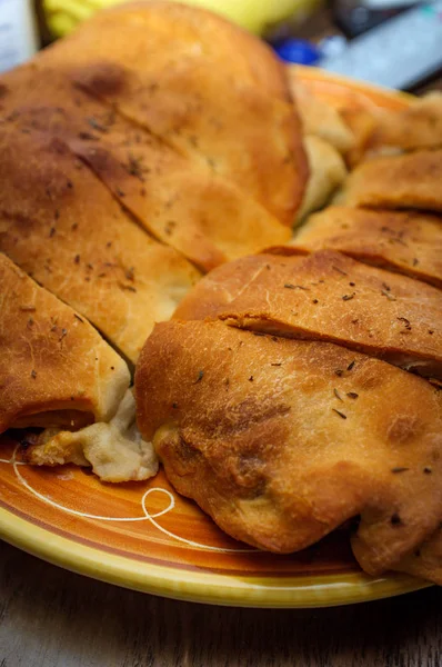 Cooking Sausage Stromboli — Stock Photo, Image