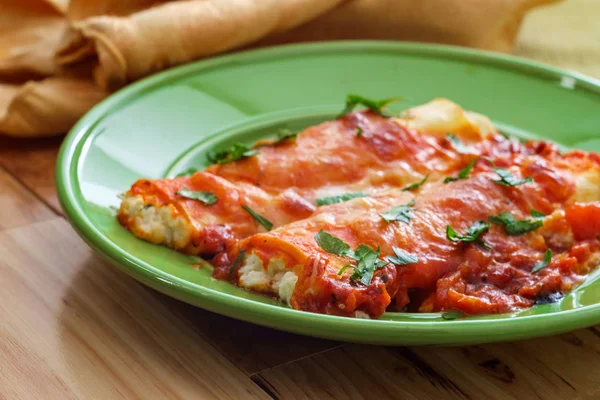 Italian American Stuffed Manicotti — Stock Photo, Image