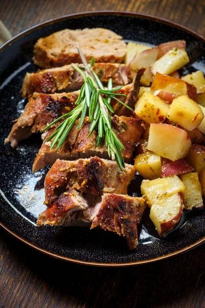 Sliced Pork Tenderloin Rosemary — Stock Photo, Image