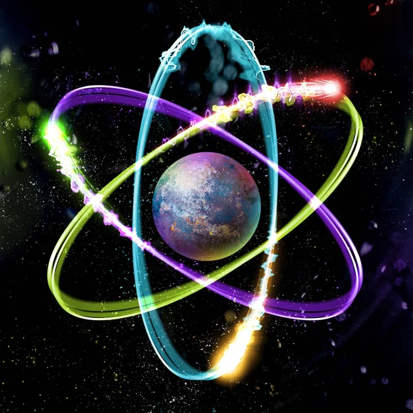 Ατομικό σωματίδιο 3d απεικόνιση — Φωτογραφία Αρχείου