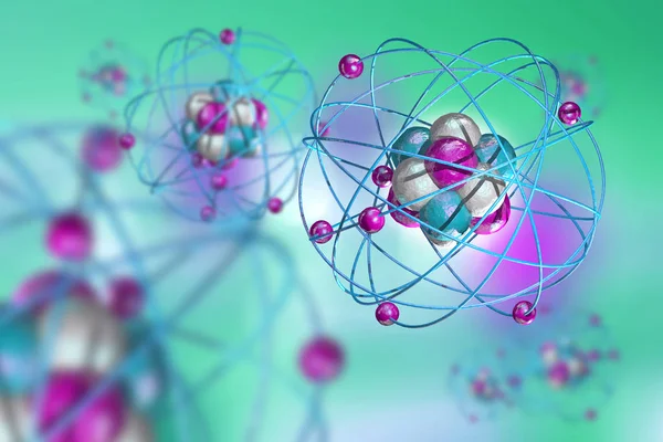 Ilustración de partículas atómicas 3D — Foto de Stock