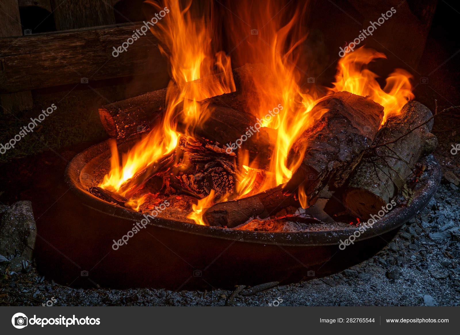 Summer Camp Fire Pit Stock Photo C Ezumeimages 282765544