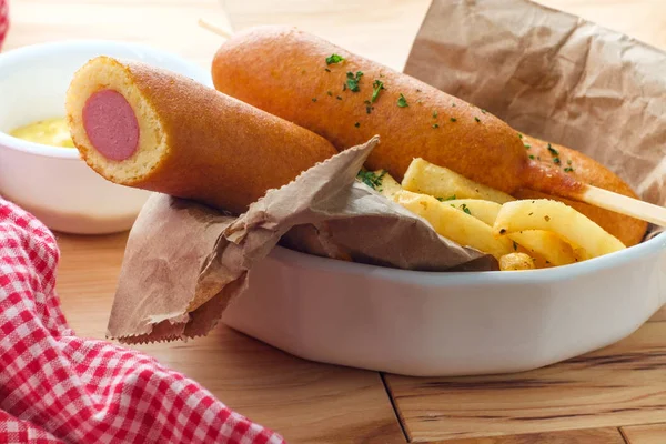 American Fast Food Corn Dog — Stock Photo, Image