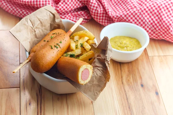 American Fast Food Corn Dog — Stock Photo, Image