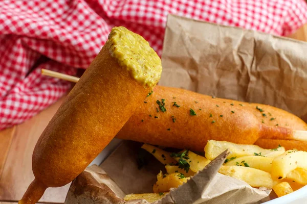 American Fast Food Corn Dog — Stock Photo, Image