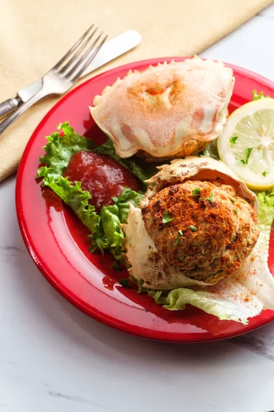 Conchas de cangrejo rellenas — Foto de Stock