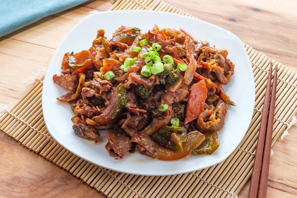 Mongolian BBQ Beef Vegetables — Stock Photo, Image