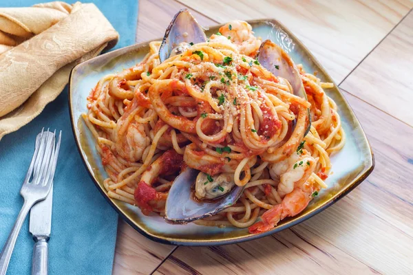 Seafood Pasta Pescatore — Stock Photo, Image