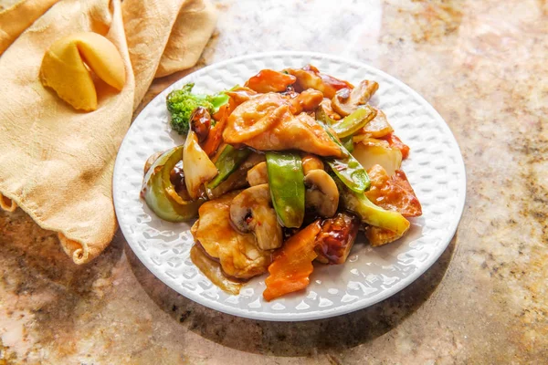 Szechuan kuře čínská zelenina — Stock fotografie