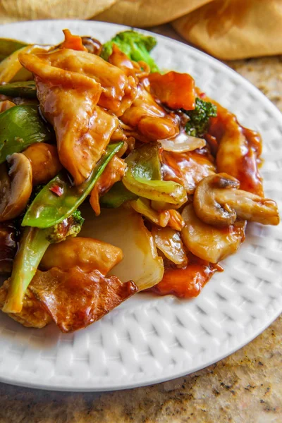 Szechuan Chicken Chinese Vegetables — Stock Photo, Image