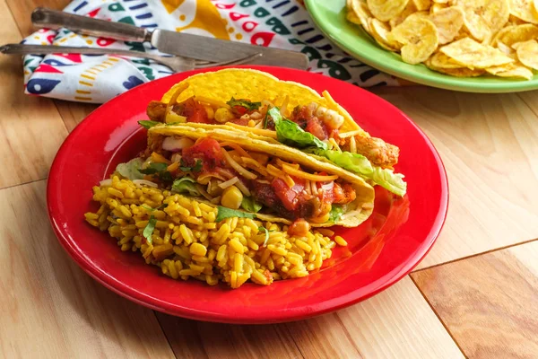 Mexický tacos Plantain chipsy — Stock fotografie