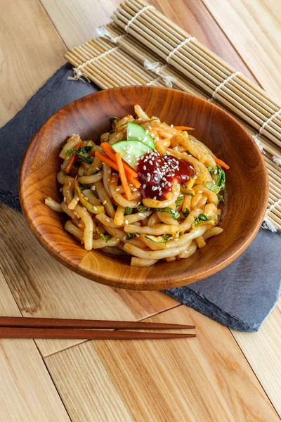 Kimchi Udon Fideos Bokkeum — Foto de Stock