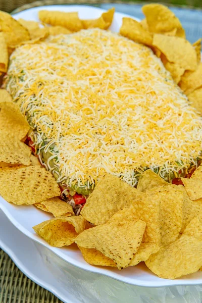 Tortilla Chips 7 Schicht Dip — Stockfoto