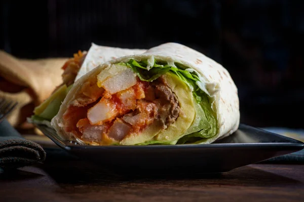 Eggs Sausage Breakfast Wrap — Stock Photo, Image