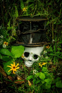 Korkunç Halloween Skull Top Hat