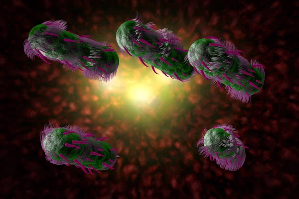 E.Coli Bacteria Cells 3D Illustration — Stock Photo, Image