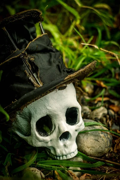 Gruseliger Halloween-Totenkopf-Zylinder — Stockfoto